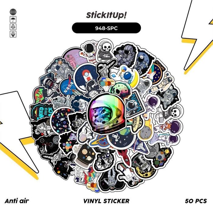 Gambar 50 Pcs Stiker Spaceman/Astronot V2 Lucu Anti Air Untuk Dekorasi Notebook Sepeda Skateboard Handphone DIY - 948-50pcs dari Stickit Up undefined Tokopedia