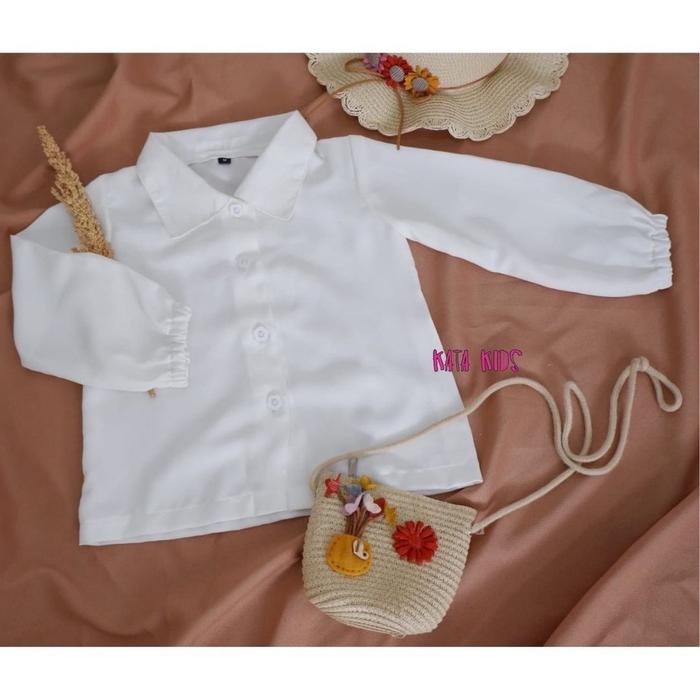 Gambar Kemeja Atasan putih anak Bayi permpuan kekinian 1-12 tahun Fashion Blouse Anak Perempuan - Putih, 2 TAHUN  dari ST.id undefined Tokopedia