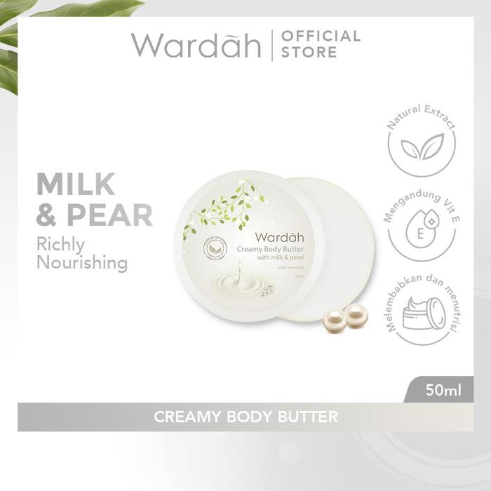 Gambar Wardah Creamy Body Butter 50 ml - Membantu melembabkan dan melembutkan kulit tangan serta badan - Mengandung Vitamin E dan Ekstrak Bahan Natural - Milk & Pearl dari wardahbeautyid undefined Tokopedia