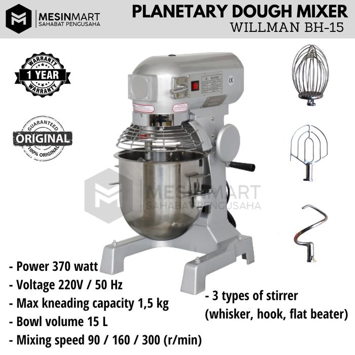Gambar Mixer Roti / Pengaduk Adonan Heavy Duty WILLMAN BH15K - BH-15 dari Mesinmart undefined Tokopedia