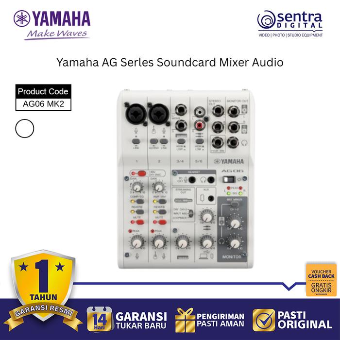 Gambar Yamaha AG06 MK2 6 Input USB Audio Mixer Soundcard Streaming Console Phantom Power & DSP Effects - white dari Sentra Digital undefined Tokopedia