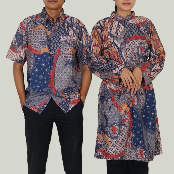 Gambar BATIK TRUSMI Set Couple Atasan Batik Wanita dan Kemeja Batik Laki-Laki Lengan Pendek Sekar Jagad Baju Hem Katun Panjang Tunik Motif Pasangan Keluarga - SET COUPLE S dari BT Batik Trusmi Official undefined Tokopedia