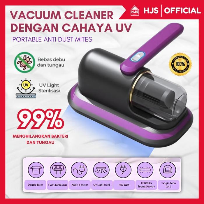 Gambar [HJS]  UV Light Vacuum Vakum Cleaner Portable Rechargeable 12.000 PA / Penghisap Debu Kasur Sofa Bed Anti Mites Remover Mesin Pembersih - Purple / Ungu dari Han Jaya Sentosa undefined Tokopedia