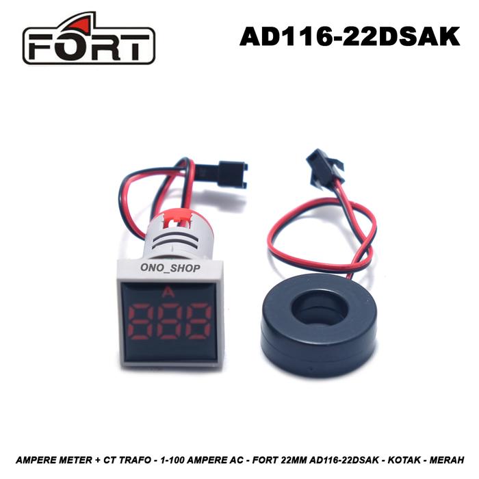 Gambar Ampere Meter + CT Trafo - 1-100 Ampere AC - FORT 22mm AD116-22DSAK - Kuning dari Ono Shop undefined 5 Tokopedia