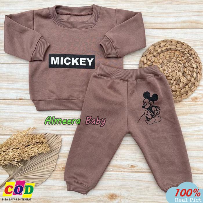 Gambar Setelan Joger Bayi Set Sweater Crewneck Celana Joger Bahan Katun Fleece Motif Mickey Usia 0-1 Tahun Almeera Baby and Kids - Mocca dari Almeera Baby_NEW undefined Tokopedia