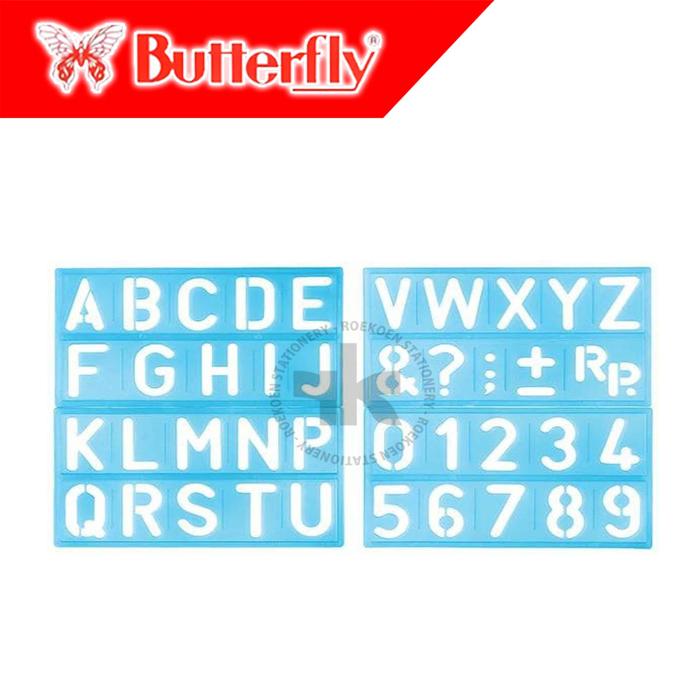 Gambar Butterfly Alphabetical Template Penggaris Sablon HA-430 (22.3 x 12.8cm) - -, - dari Roekoen Stationery undefined Tokopedia