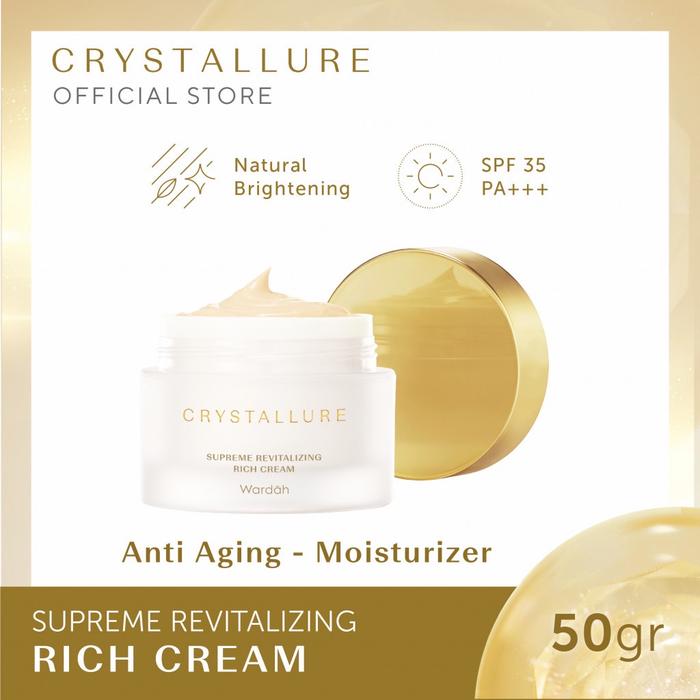 Gambar Crystallure Supreme Revitalizing Rich Cream 50 g - Skincare Moisturizer Pelembab Wajah dan Perawatan Wajah Anti Aging (Day Cream and Night Cream) with Gold Peptide Crystals, YouthGlow Active, dan SPF 35 PA +++ - 50 g dari CRYSTALLURESHOP undefined Tokopedia
