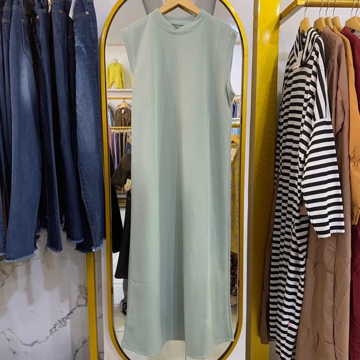 Gambar INNER DRESS RIB TANPA LENGAN FINELY - Matcha dari Queennhoe Fashion undefined Tokopedia