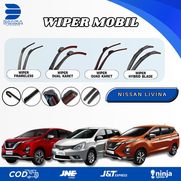 Gambar ( COD ) Wiper Mobil Nissan Livina All Series Jenis Soft Dual Hybrid Quad Karet Sepasang Kiri dan Kanan - SOFT, ALL NEW LIVINA dari Diana otoparts undefined Tokopedia