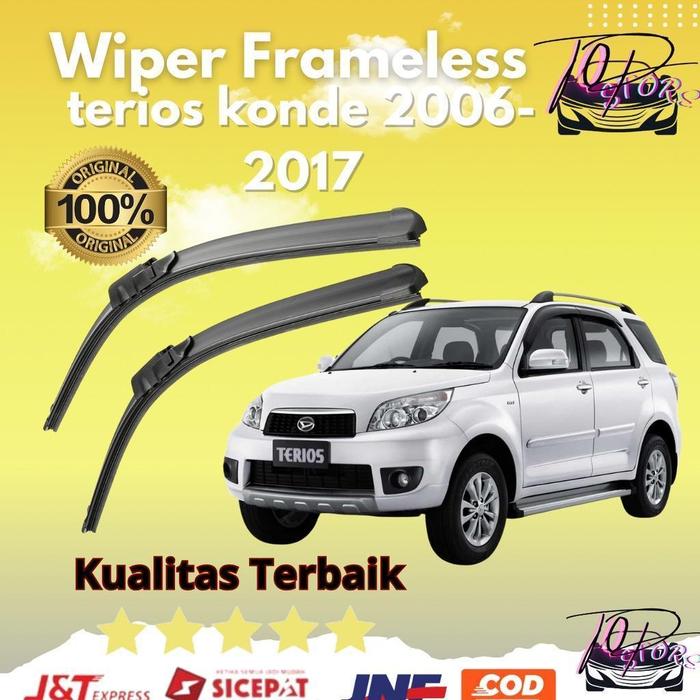 Gambar Wiper Quad Karet 4 karet Mobil Daihatsu Terios / All New Terios Frameless 1 Set Kiri dan Kanan Tanpa Rangka Besi Blade Kaca Karet Kendaraan - 2006 - 2017 dari T0P STORE undefined Tokopedia