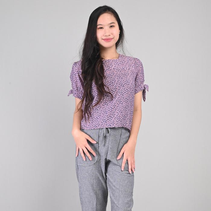 Gambar Blanka Teen - Zara Baju Lengan Pendek Anak Perempuan Blouse Knott Sleeve Flower Pink Bunga Motif - M dari Blanka Apparel undefined Tokopedia