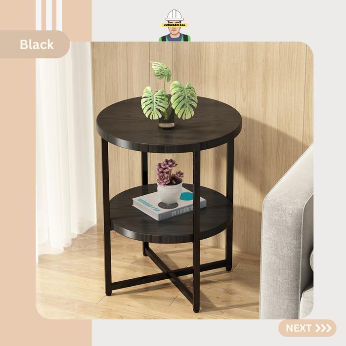 Gambar MEJA ROUND TABLE / MEJA RUANG TAMU / MEJA BULAT /COFFE TABLE MINIMALIS - Hitam dari Juragan All undefined Tokopedia