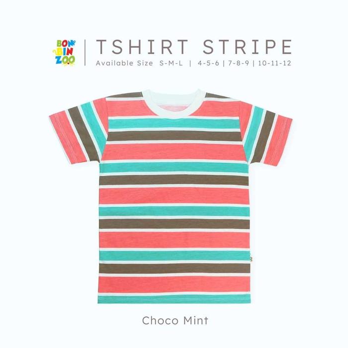Gambar BONBINZOO - Kaos Anak Stripe Basic 1-12 Tahun Katun Anak-Anak - Choko Mint, 8 Tahun dari BONBINZOO undefined Tokopedia