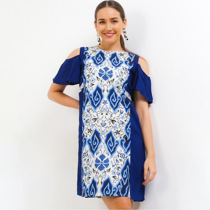Gambar Rianty Batik Premium Wanita Dress Furing Navy Jihan - S dari Rianty Batik Official Shop_NEW Kab. Sleman Tokopedia