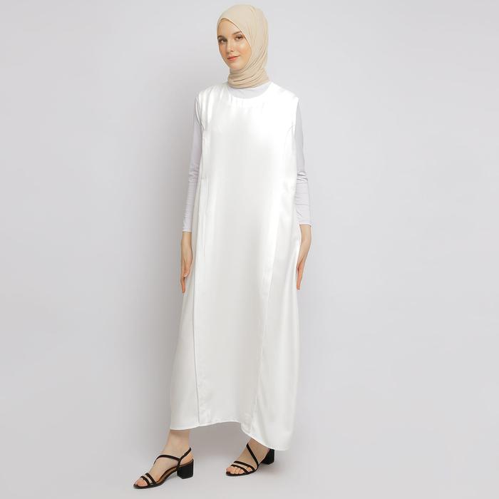 Gambar Baju Dress Inner Busui Wanita - Emikoawa Daleman Sleeveless Tanpa Lengan Fit Muslim - White dari Emikoawa undefined Tokopedia