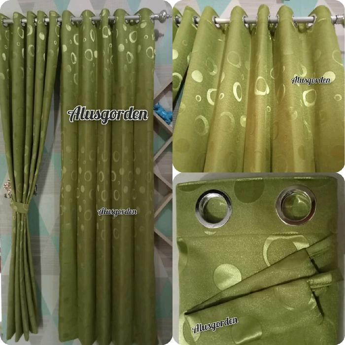 Gambar gorden jendela pintu polos motif polkadot 10ring hordeng korden tirai gordyn pintu kamar sekat ruangan tengah panjang aesthetic model minimalis terbaru terlaris alusgorden - ijo pokat, 120, 100 dari Alusgorden_NEW undefined Tokopedia