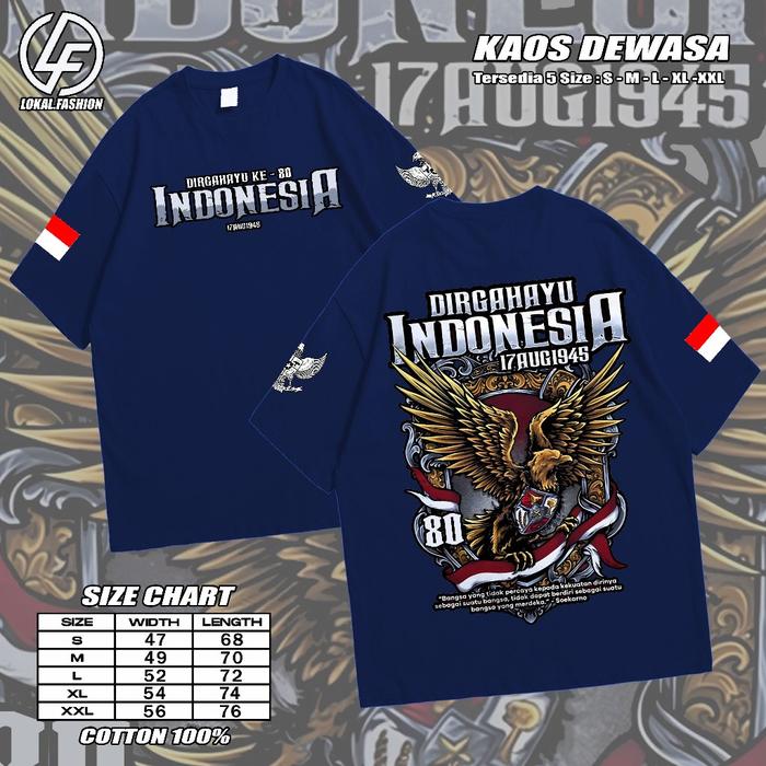 Gambar DNRS KAOS INDONESIA COUPLE Series Kemerdekaan Vol.7 Dirgahayu 80 - Baju Agustusan 2025 Dewasa Anak - Tshirt 17 Agustus - Biru Navy, XL dari LOKAL.FASHION27 undefined Tokopedia