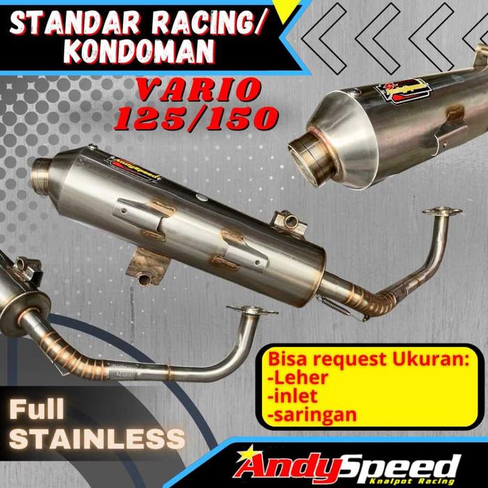 Gambar KNALPOT MATIC STANDAR RACING FULL STAINLESS BOBOKAN merk ANDY SPEED,bukan copy Cms/Tzm/zrc/shijiro/mdm - VARIO125-150 ARM OLD, 28 - 38 BOBOKAN dari Andy Speed undefined Tokopedia