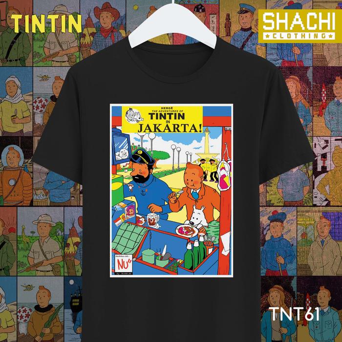 Gambar T Shirt Kaos Komik Jadul TINTIN - Jakarta -  Premium Cotton Combed 24S - Hitam, S dari Shachi Store Indonesia undefined Tokopedia