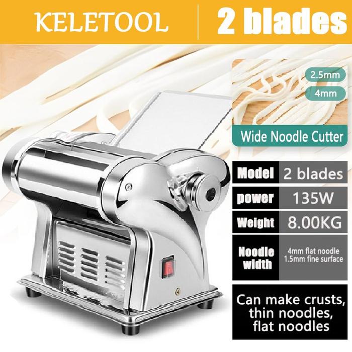 Gambar gilingan mie listrik mesin giling otomatis penggiling mie listrik alat pembuat disesuaikan dapat untuk menggulung lembaran adonan dan memotong mie Kue Bawang Mesin Stainless Pangsit Toko Mie Alat Mesin Multifungsi Mie  Penggiling Mesin Pasta Tipe Rol - 2 bilah（1.5/4mm） dari BUNGA RISKAWATI undefined Tokopedia