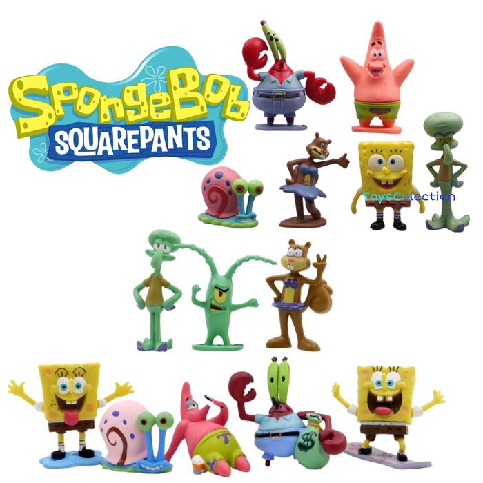 Gambar ACTION FIGURE SPONGEBOB SQUAREPANTS SPONGE BOB SET 6 / 8 PCS TOPPER CAKE MAINAN ANAK PAJANGAN HIASAN MINIATUR dari ToysColection undefined Tokopedia