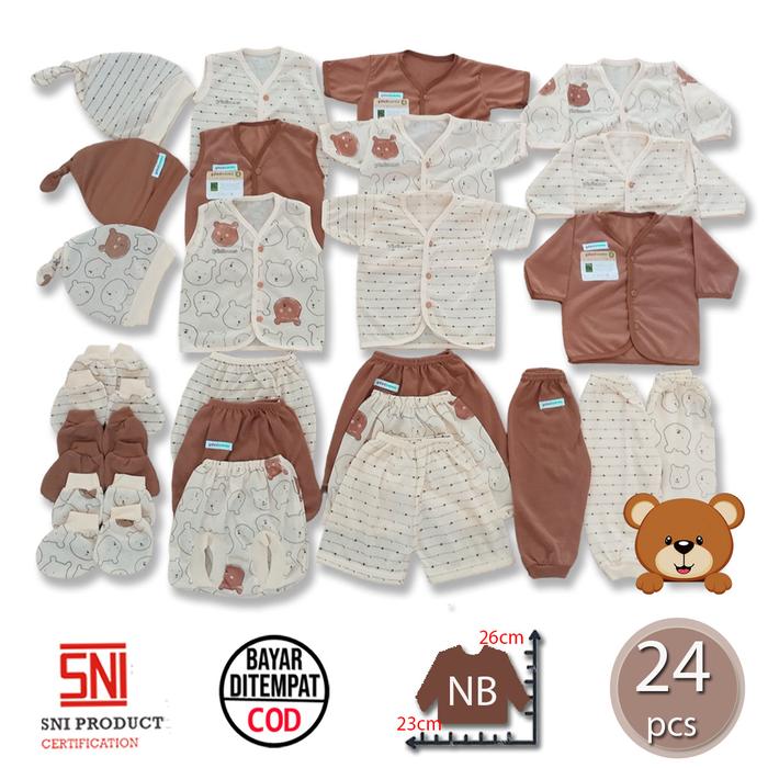 Gambar Ummababyshop: 33 Pcs Paket Perlengkapan Bayi Baru Lahir – Setelan Lucu, Topi, Sarung Tangan & Kaki untuk Laki-Laki dan Perempuan, Kado Brojol, Hadiah Spesial, Baju Bayi Baru Lahir Bundling Murah 0-3 bulan SNI Gift Set Newborn Beruang Coklat - 24 Beruang dari ummababyshop_NEW undefined Tokopedia