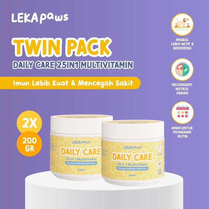 Gambar [TWIN PACK 2Pcs] LEKA Paws Daily Care 25 in 1 Multivitamin Kucing Anjing 200g - 2x Daily Care 200g dari LEKAPaws Kota Administrasi Jakarta Barat Tokopedia