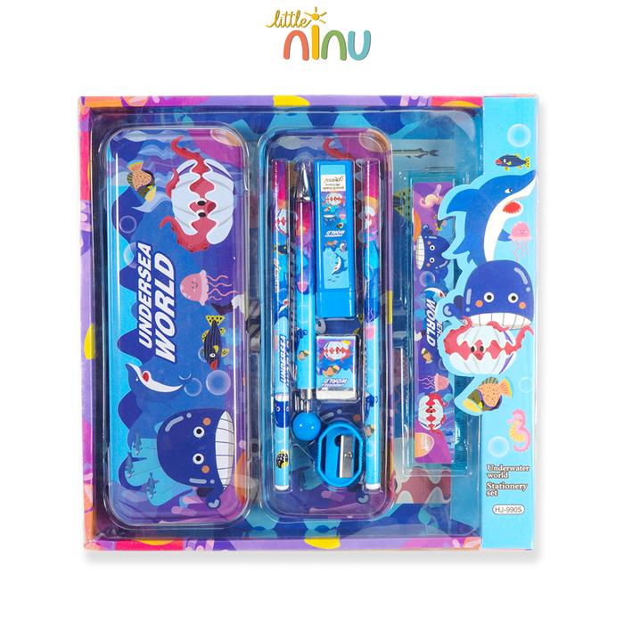 Gambar LITTLE NINU Stationary Set Paket Alat Tulis Perlengkapan Sekolah 8 in 1 - Under Sea World dari Little Ninu undefined Tokopedia