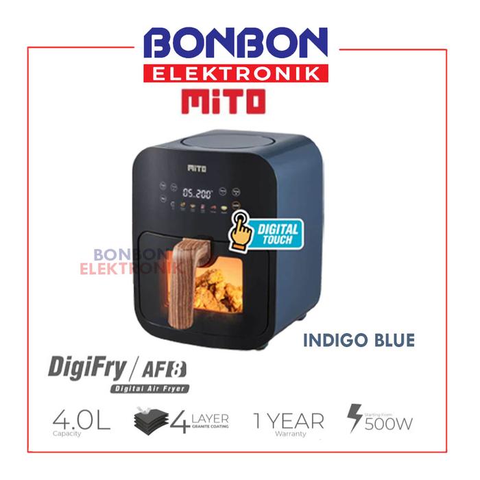 Gambar MITO Air Fryer AF8 Indigo Blue 4L Crystal / DigiFry AF 8 4 Liter 500W dari Bonbon Elektronik_NEW undefined Tokopedia