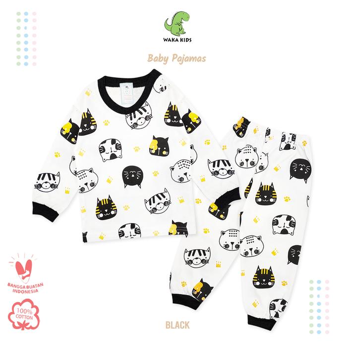 Gambar Wakakids Piyama Bayi Anak Laki Laki Baju Tidur Usia 6 Bulan Hingga 12 Bulan Motif Cat 4090 - Hitam dari Wakakids undefined Tokopedia
