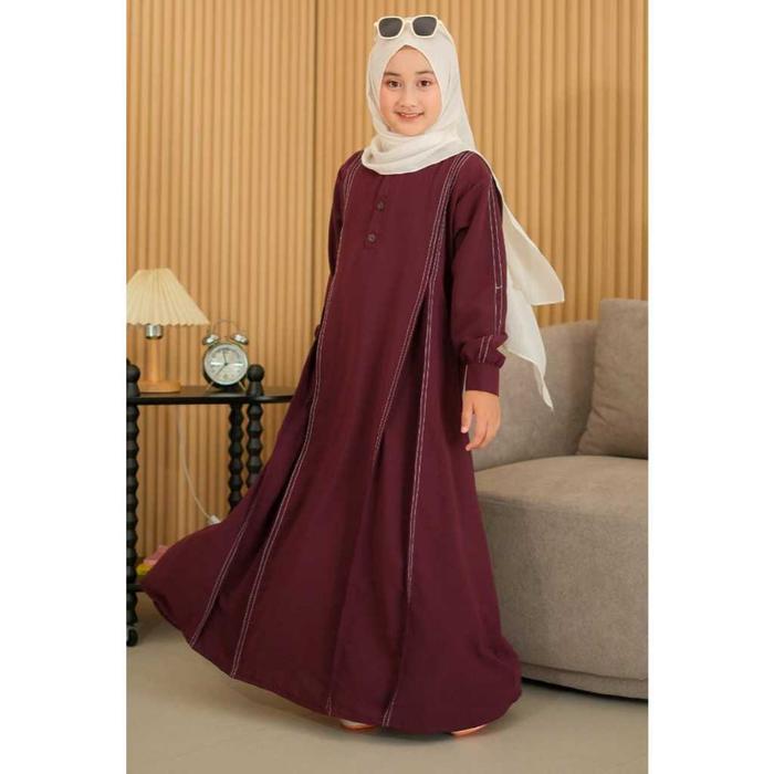 Gambar Nabila Dress Terbaru 2026 Gamis Anak Perempuan Anti UV Modern Kombinasi Gaya dan Fungsionalitas Baju Muslim Panjang Syari untuk Lebaran dan Manasik - Burgundy, L 8-11 Tahun dari novitafashionstore undefined Tokopedia