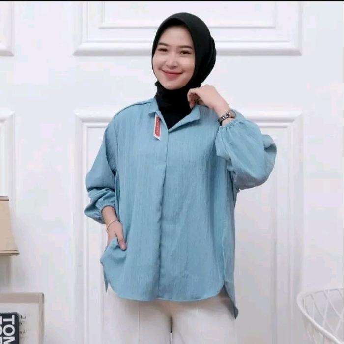Gambar Kemeja Blouse Lady Crush/Kemeja Style Korea Atasan Wanita Baju Cewek - Baby Blue, All Size dari MRdaily_NEW undefined Tokopedia