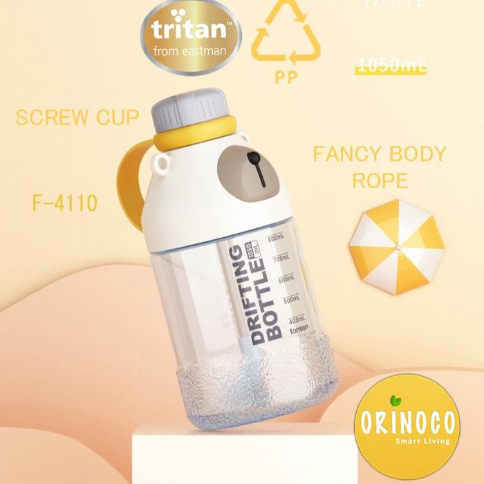 Gambar ORINOCO Botol Minum Plastik Tritan 1050 ML Model Drifting Bear with Tali & Sedotan Portable F-4109 - White Bear dari Orinoco Smart Living Kota Bogor Tokopedia