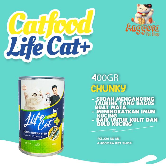 Gambar LIFE CAT PLUS kaleng 400gr makanan kucing basah kaleng 400gr - Promo Life cat plus murah - Chunky dari Anggora petshop_NEW undefined Tokopedia