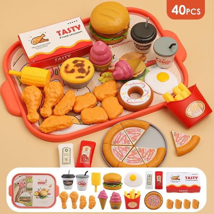 Gambar Mainan Masak-masakan DIY Dapur Set Fast Food Makanan Cepat Saji Burger Kentang Goreng Anak-anak - 40pcs dari JIQILE MALL Kota Bekasi Tokopedia