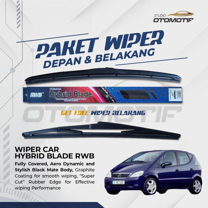 Gambar PAKET RWB HYBRID WIPER MERCY W168 A140 A160 DEPAN BELAKANG 3 PCS - HITAM dari studio otomotif undefined Tokopedia