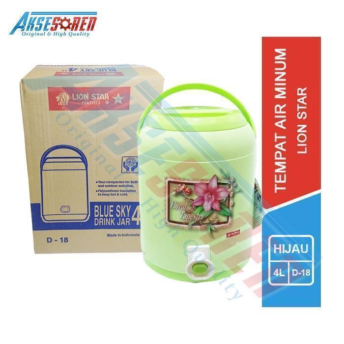Gambar Drink Jar Blue Sky Lion Star [D-18/4 Liter] / Dispenser Air Minuman Tahan Panas dan Dingin / Tempat Air Minum Modern Pakai Kran / Tempat Minum Kendi Teko Plastik / Teko Air Mineral 4L Pink Kitchenware - Hijau dari Aksesoren undefined Tokopedia