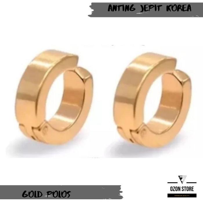 Gambar Anting Korea JEPIT Tanpa Tindik Sepasang Anting Pria Wanita - GOLD, SATUAN / ISI 1 PCS dari JKT TITANIUM undefined Tokopedia