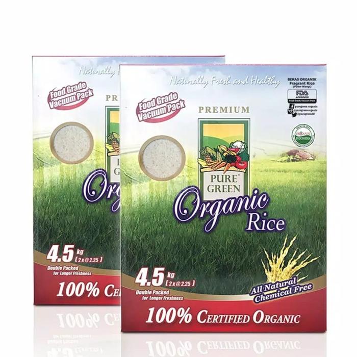 Gambar PAKET 2 - PureGreen Organic Rice Beras Organik Pulen Wangi 4.5 kg x 2 pc - Pulen Wangi Paket 2x4.5 KG dari Puregreen Organic undefined Tokopedia