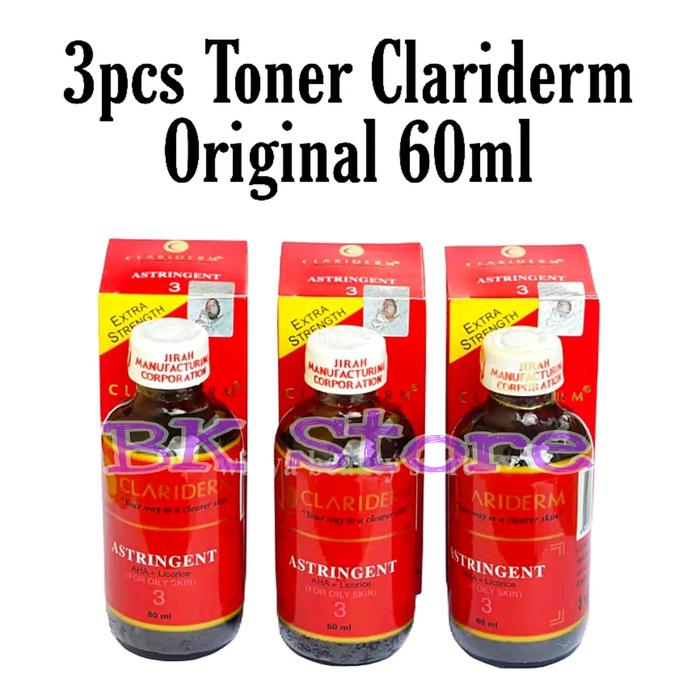 Gambar 3pcs oner Clariderm Astringent Alkohol No 3 ORIGINAL / Toner Pembersih Wajah For Oily Skin - 60ml - 1pcs Toner dari Beruang Kosmetik undefined 5 Tokopedia