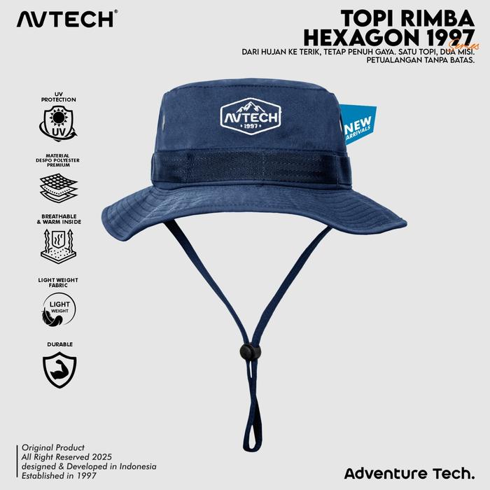 Gambar AVTECH - Topi Rimba Outdoor Adventure Quickdry Unisex Dewasa All Size - TOPI RIMBA HEXAGON 1997 - Navy dari Avtech Adventure Technology Kota Administrasi Jakarta Timur Tokopedia