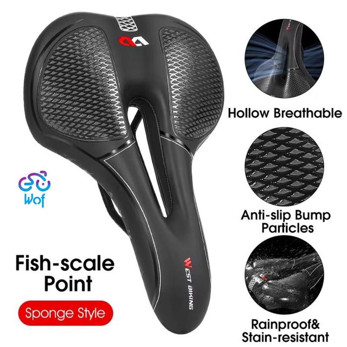Gambar WEST BIKING 128-129 Sadel Bantalan Jok Sepeda Lipat Gunung Silikon Gel Bicycle MTB Road Bike Gel Silicone Saddle Comfortable Shock Absorbing Seat Hollow Breathable Cycling Soft Cushion YP0801128-YP0801129 - Fish Scale Point dari Wof Premium undefined Tokopedia