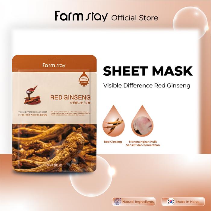 Gambar Farm stay Official Shop - Vissible Difference Sheet Mask 23ml - GINGSENG dari Farmstay Skincare Indonesia undefined Tokopedia