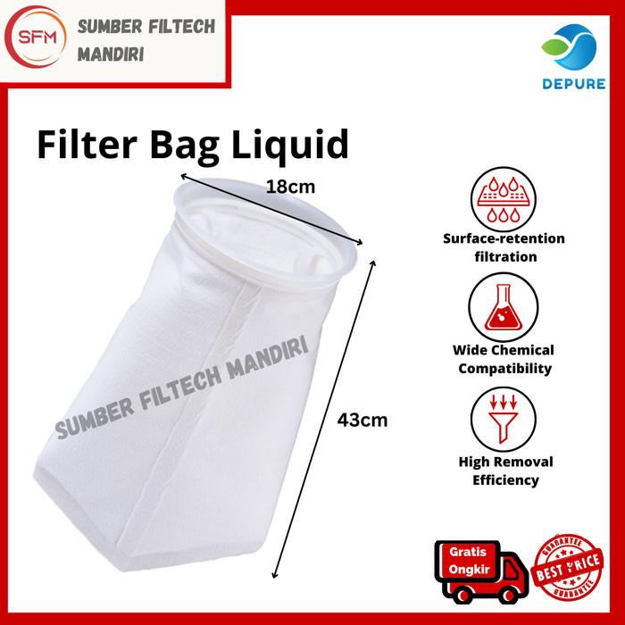 Gambar Depure Filter Bag Saringan Air Polyester (PE)  1, 5,10,, 25, 50, 100, 150 Micron (7" x 17") (Saringan Toren) - 5 Micron, 7" x 17" dari Sumber Filtech Mandiri undefined Tokopedia
