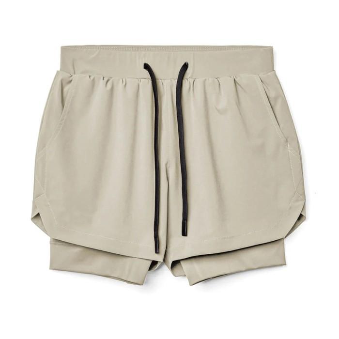 Gambar Celana Lari Pria 2 in 1 Compression Good for Run Gym Fitness DK-890-2 - Cream, M dari SvkaSvka.id undefined Tokopedia