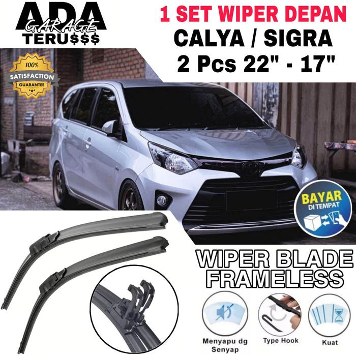 Gambar Wiper Blade Frameless Mobil Toyota Calya & Daihatsu Sigra 1 Set 2 Pcs 17" & 22" Aksesoris Mobil AdaterusGarage [Bayar Ditempat] - Not Specified dari ADATERUS GRG undefined Tokopedia