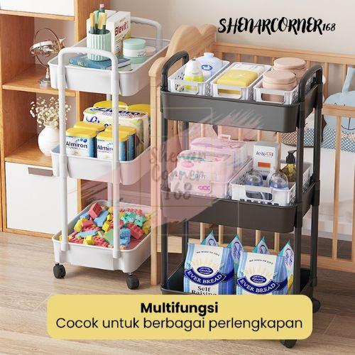 Gambar SHENAR RAK TROLI PLASTIK 3 SUSUN SALON / RAK DAPUR KAMAR TIDUR MANDI / TROLI SUSUN SERBAGUNA / TROLI TEMPAT BUMBU DAPUR / KERANJANG PLASTIK SERBAGUNA RAK MAINAN ANAK - HANA TROLLEY 3 LAYER, SHENARCORNER168 - HANA TROLI - BLACK dari shenarcorner.168 undefined Tokopedia