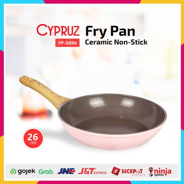 Gambar Cypruz Pink Ceramic Fry Pan Non Stick - Wajan Keramik - 26cm dari Home Electro undefined Tokopedia