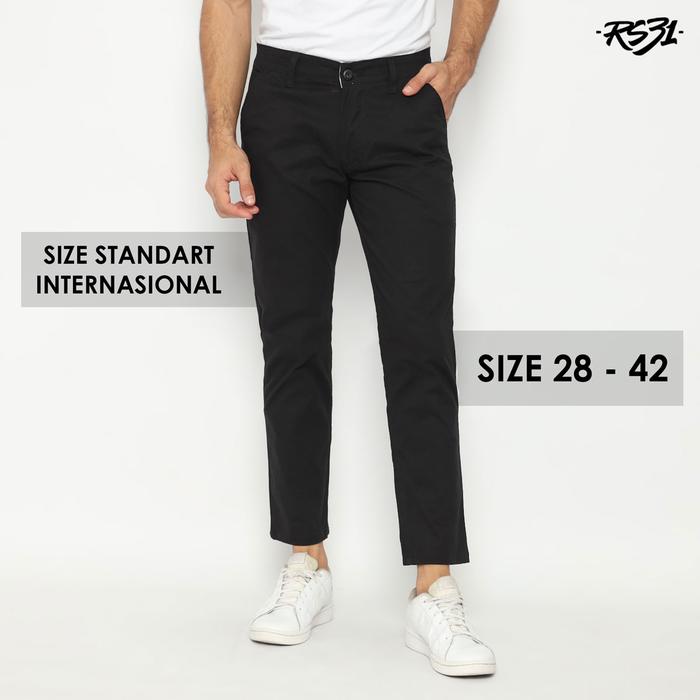 Gambar RS31 Chino Pants High Quality Super Big Size - Celana Kerja Pria Berbahan Kain Ukuran Jumbo Warna Hitam - Chino Hitam, 28 dari RS31 CLOTHING undefined Tokopedia