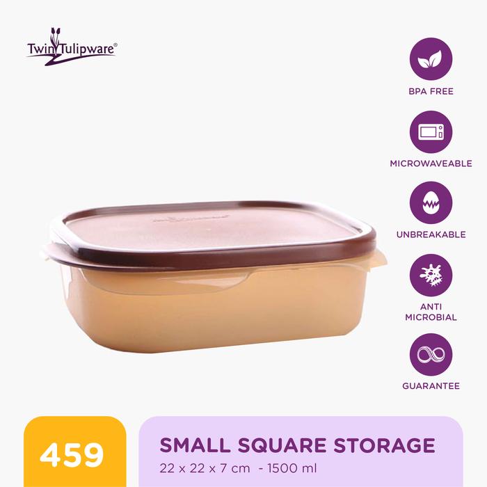 Gambar Twin Tulipware Small Square Storage - Golden Lady dari Twin Tulipware Indonesia undefined Tokopedia